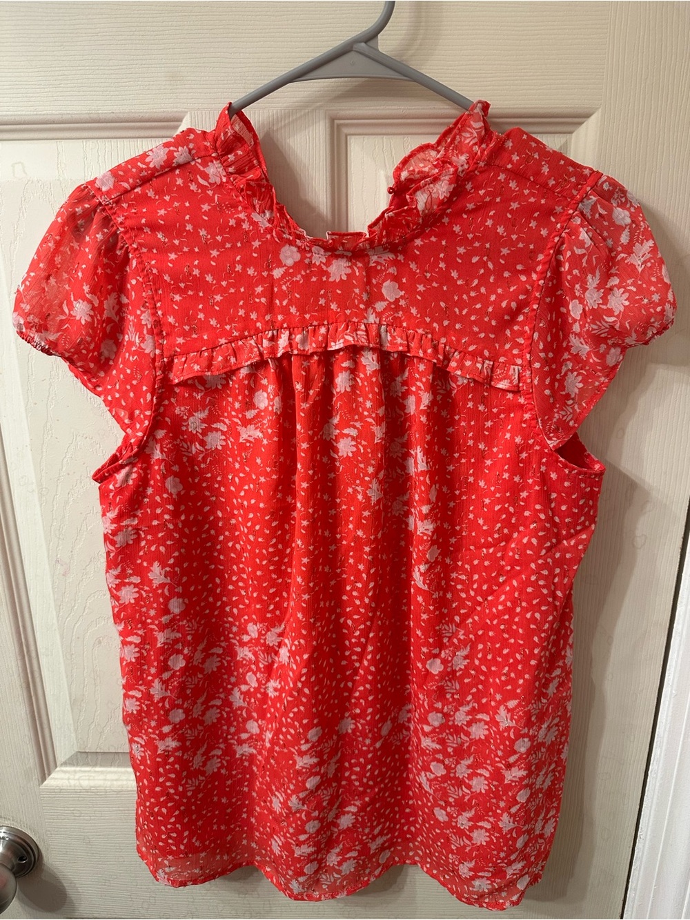 Joie Red Floral Ruffle Blouse Size Medium 🌹✨